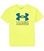 Color:High VIS Yellow - Image 1 - Big Boys 8-20 Short Sleeve UA Tech™ Hybrid Print T-Shirt
