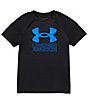 Color:Black - Image 1 - Big Boys 8-20 Short Sleeve UA Tech™ Hybrid Print T-Shirt
