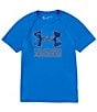 Color:Photon Blue - Image 1 - Big Boys 8-20 Short Sleeve UA Tech™ Hybrid Print T-Shirt