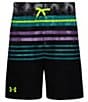 Color:Black - Image 1 - Big Boys 8-20 Ripple Stripe Volley Swim Shorts