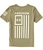 Color:Marine OD Green/Desert Sand - Image 1 - Big Boys 8-20 Short Sleeve Freedom Flag T-Shirt