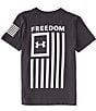 Color:Black/White - Image 1 - Big Boys 8-20 Short Sleeve Freedom Flag T-Shirt