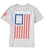 Color:Steel Light Heather/Red - Image 1 - Big Boys 8-20 Short Sleeve Freedom Flag T-Shirt