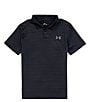 Color:Black/Pitch Gray/Pitch Gray - Image 1 - Big Boys 8-20 Short-Sleeve Perfomance Stripe Polo Shirt