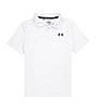 Color:Halo Gray/White/Black - Image 1 - Big Boys 8-20 Short-Sleeve Perfomance Stripe Polo Shirt