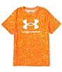 Color:Atomic - Image 1 - Big Boys 8-20 Short Sleeve Sports Style Logo Printed T-Shirt