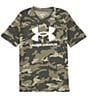 Color:Marine Green/White - Image 1 - Big Boys 8-20 Short Sleeve Sports Style Logo Printed T-Shirt
