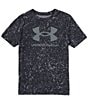 Color:Black - Image 1 - Big Boys 8-20 Short Sleeve Sports Style Logo Printed T-Shirt