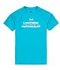 Color:Circuit Teal - Image 1 - Big Boys 8-20 Short Sleeve UA Tech™ Split Wordmark T-Shirt
