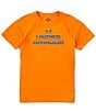 Color:Atomic - Image 1 - Big Boys 8-20 Short Sleeve UA Tech™ Split Wordmark T-Shirt