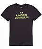 Color:Black - Image 1 - Big Boys 8-20 Short Sleeve UA Tech™ Split Wordmark T-Shirt