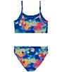 Color:Photon Blue Tropical Flare/Photon Blue/Reflective - Image 2 - Big Girls 7-16 Tropic Flare Halter Top & Matching Hipster Bottom Two-Piece Swimsuit