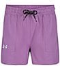 Color:Provence Purple/Iridescent Luster/D.S. Black - Image 1 - Big Girls 7-16 UA Base Shorts