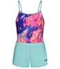 Under Armour Big Girls Printed One-Piece Swimsuit & Solid Shorts Set - Image 3
