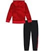 Color:Red - Image 2 - Little Boys 2T-7 Long Sleeve Big Logo Lino Wave Hoodie & Jogger Pants Set