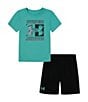 Color:Radial Turquoise - Image 1 - Little Boys 2T-7 Short Sleeve Mesh T-Shirt & Short Set