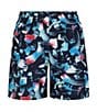 Color:Midnight Navy - Image 1 - Little Boys 2T-7 Printed Boost Brush Strokes Shorts