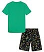 Color:Vapor Green - Image 2 - Little Boys 2T-7 Short Sleeve Alien T-Shirt And Printed Swim Shorts Set