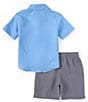 Color:Carolina Blue - Image 3 - Little Boys 2T-7 Short Sleeve Button-Up Shirt & Shorts Set