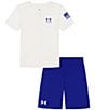 Color:White - Image 2 - Little Boys 2T-7 Short Sleeve Freedom Flag T-Shirt & Shorts Set