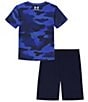 Color:Royal - Image 2 - Little Boys 2T-7 Short Sleeve Freedom Star Camo T-Shirt & Shorts Set