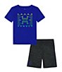 Color:Team Royal - Image 1 - Little Boys 2T-7 Short Sleeve Hyperdrive Logo T-Shirt & Shorts Set