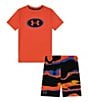 Color:Phoenix Fire - Image 1 - Little Boys 2T-7 Short Sleeve Mercury T-Shirt & Printed Swim Shorts Set