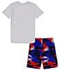Color:White - Image 2 - Little Boys 2T-7 Short Sleeve Street Camo T-Shirt & Printed Swim Shorts Set
