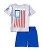 Under Armour Little Boys 4-7 Short Sleeve Freedom Flag T-Shirt & Shorts Set, Color:Mod Gray Heather - Image 1