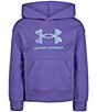 Color:Violet Storm/Neo Turquoise Distressed Marble - Image 1 - Little Girls 2T-6X Long-Sleeve Big Logo Hoodie