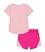 Color:Pink/Rebel Pink/White/Pink/White/Rebel Pink - Image 2 - Little Girls 2T-6X Short Sleeve Softball Ice Cream T-Shirt & Shorts Set