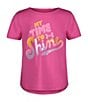 Color:Rebel Pink/Purple Ace/Nova Orange/Fluo Pink/White - Image 1 - Little Girls 2T-6X Short Sleeve Time To Shine Logo T-Shirt