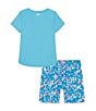 Color:Sky Blue/Capri Orb Forms/Fluo Pink/Pink/White - Image 2 - Little Girls 2T-6X Short Sleeve UA Core Bubble T-Shirt & Bubble-Printed Bike Shorts Set