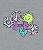 Color:Mod Grey Heather/Provence Purple/White - Image 2 - Little Girls 2T-6X Sleeveless Peace Sign Tank Top & Solid Shorts Set