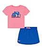 Color:Flou Pink - Image 1 - Little Girls 2T-6X UA Simple Life T-Shirt & Skort Set