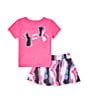 Color:Rebel Pink - Image 1 - Little Girls 4-6X Printed Skort Set