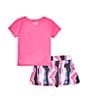 Color:Rebel Pink - Image 2 - Little Girls 4-6X Printed Skort Set