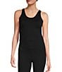 Under Armour Solid Knit Scoop Neck Sleeveless Fitted Motion Tank Top, Color:Black - Image 1