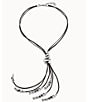 Color:Silver/Brown Leather - Image 2 - Skalator Y Necklace