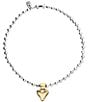 UNOde50 Beaded Two Tone Heart Short Pendant Necklace - Image 2