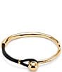 UNOde50 Pulseras 18K Gold & Leather Bangle Bracelet - Image 1