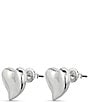 UNOde50 Silver Heart Stud Earrings, Color:Silver - Image 2