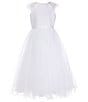 Color:White - Image 1 - Big Girls 7-14 Embroidered Lace Cap Sleeve Sequin Wire Hem Skirt Dress