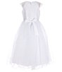 Color:White - Image 2 - Big Girls 7-14 Embroidered Lace Cap Sleeve Sequin Wire Hem Skirt Dress