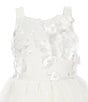 Color:Ivory - Image 3 - Little Girls 4-10 Sleeveless 3-D Floral Embroidery Mesh Tiered Dress