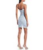 Color:Ice Blue - Image 2 - V-Neck Asymmetrical Hem Shirred Back Lace Dress