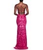 Color:Hot Pink - Image 2 - Pattern Sequin V-Neck Strappy Back Gown