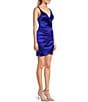 Color:Cobalt - Image 3 - V-Neck Double Strap Satin Wrap Dress
