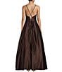 Color:Brown - Image 2 - V-Neck Front Cut-Out Lace-Up Back Ball Gown