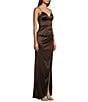 Color:Chocolate Brown - Image 3 - V-Neck Pleated Side Slit Corset Gown